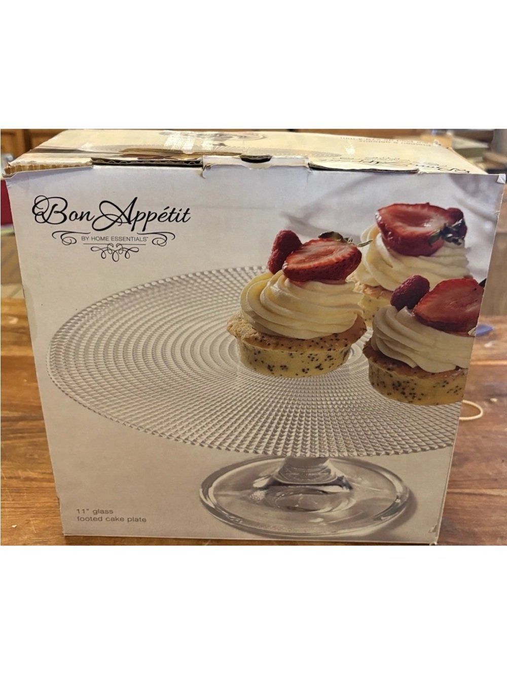 Home Essentials Clear Glass Textured Footed Cake Stand